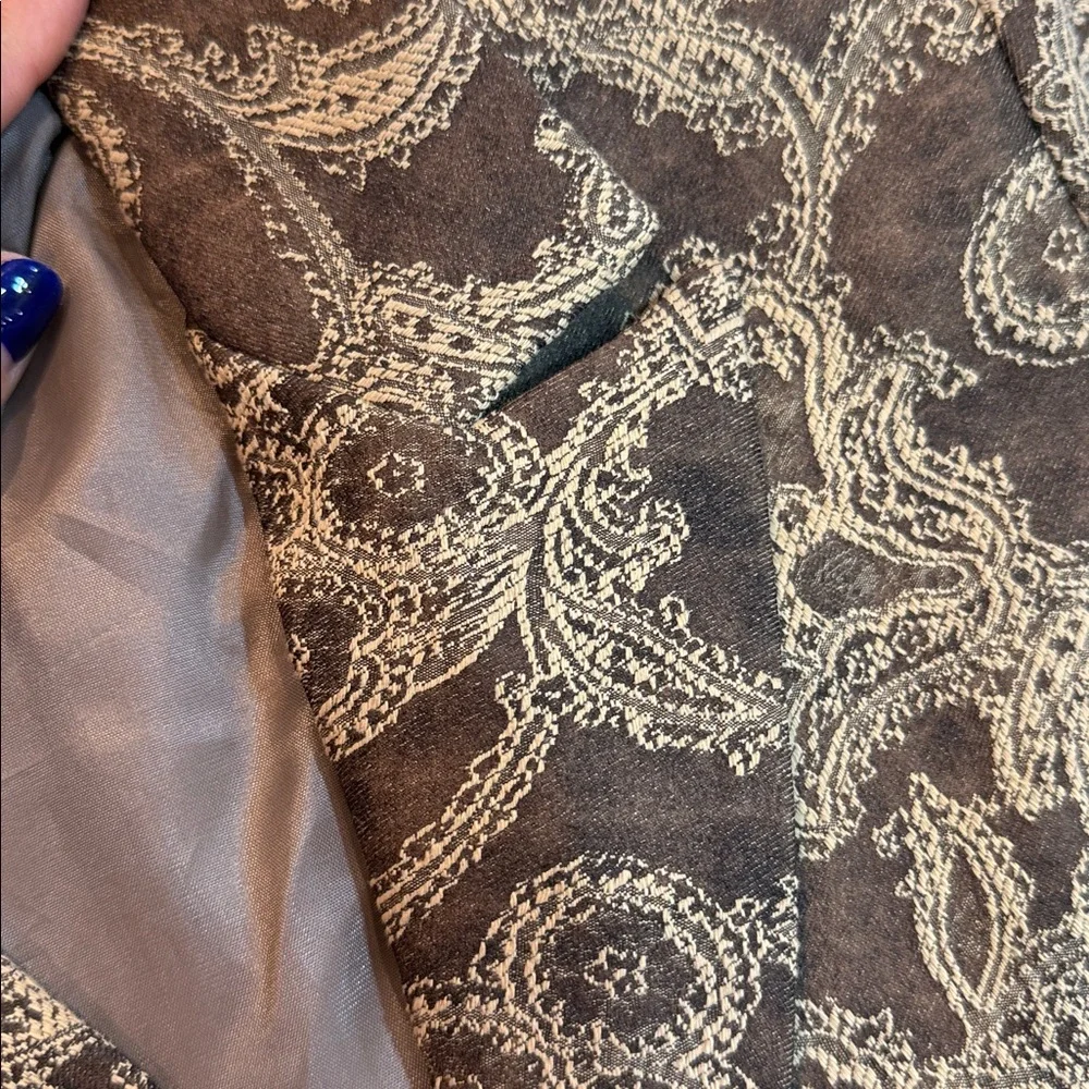 Charlotte Russe Vintage Brocade Duster Jacket - Brown/Tan Paisley" Size 5/6 - Picture 9 of 13